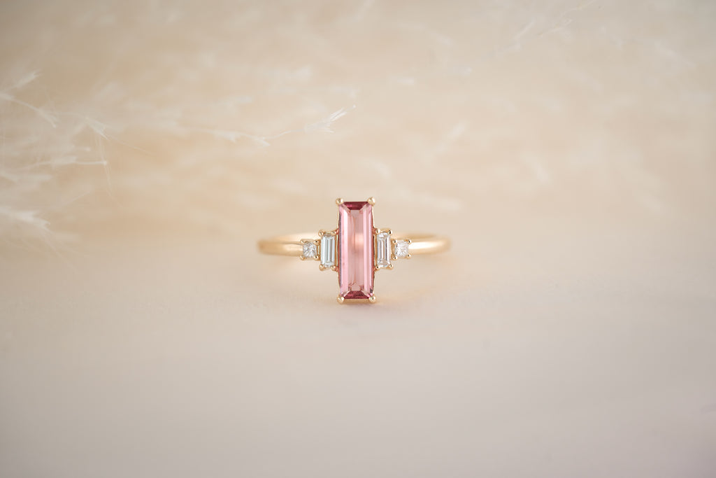 The Mira 0.74 CT Pink Baguette Sapphire Ring - Lavender Creek Gems 