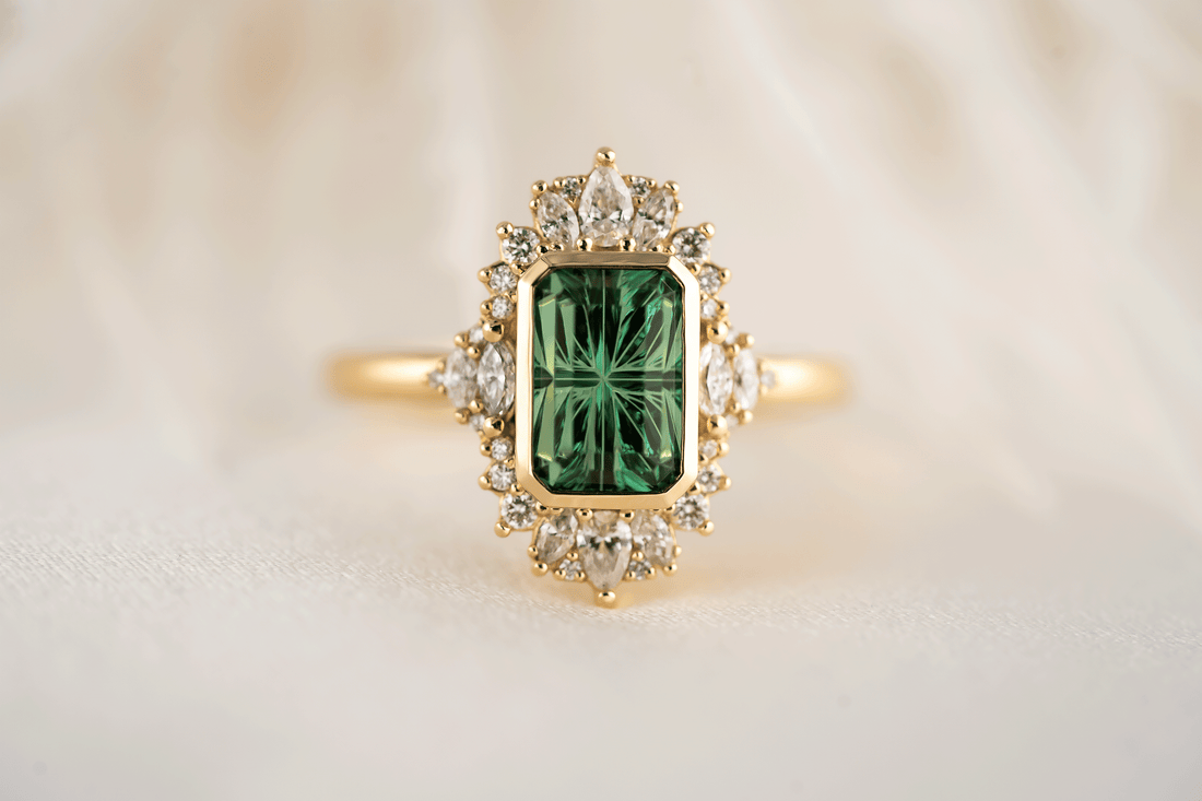 The Ethereal Ring | 2.09 CT Rectangular Starbrite™ Green Tourmaline