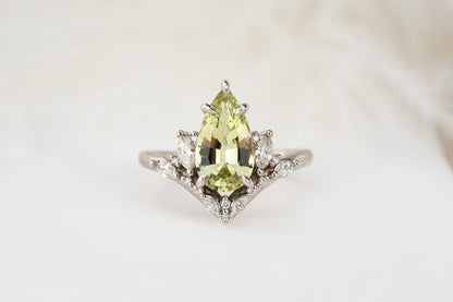 The Aurora Ring | 2.22 CT Pear Light Green Sapphire - Lavender Creek Gems 