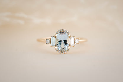 The Sura 0.70 CT Oval Aquamarine Ring - Lavender Creek Gems 