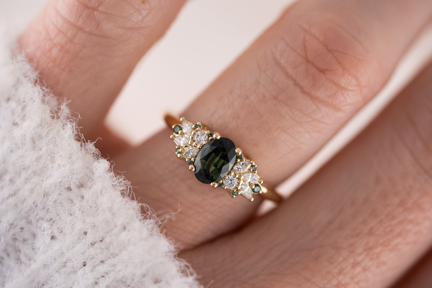 The Rosalie Ring | 0.82 CT Oval Green Sapphire - Lavender Creek Gems 