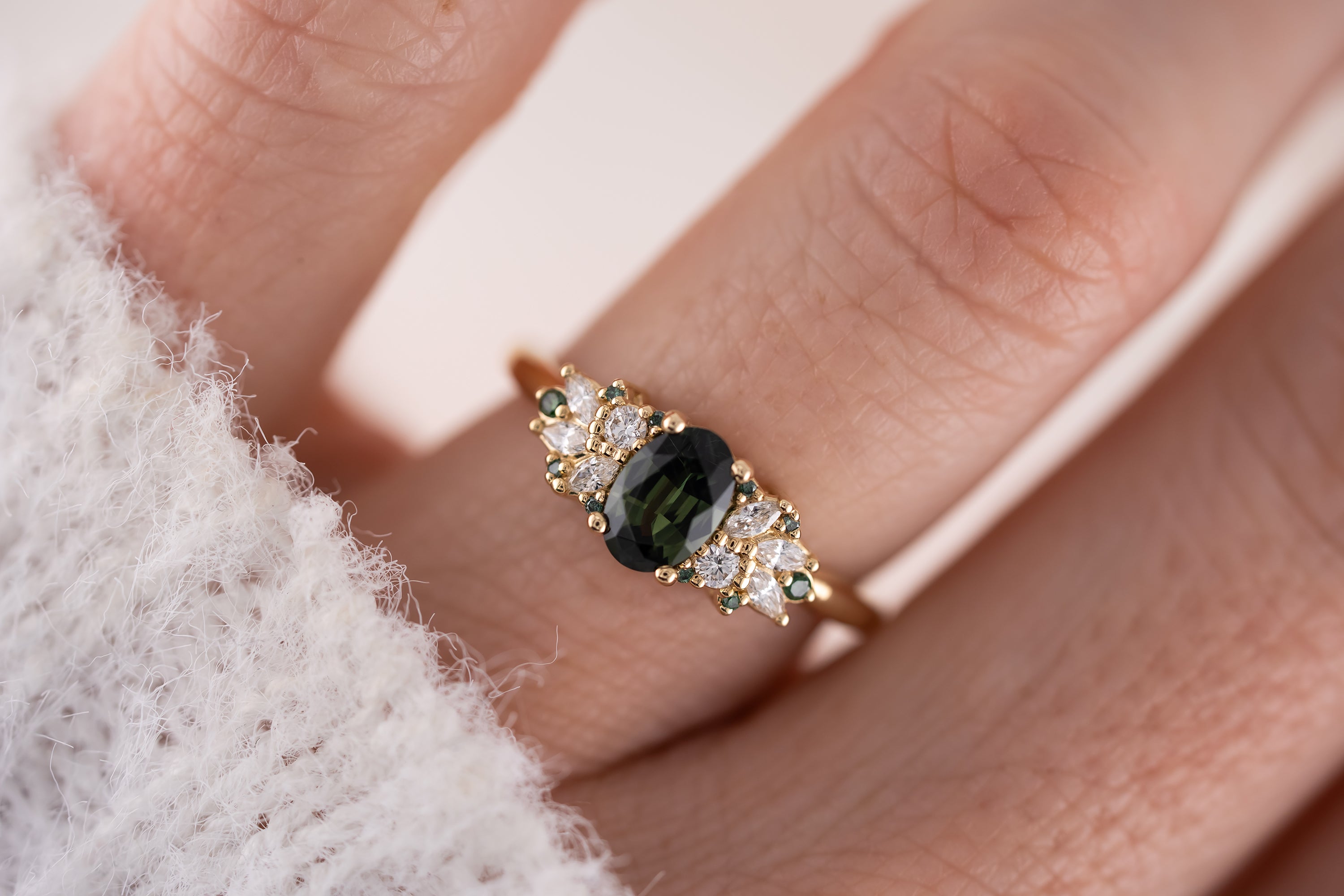 The Rosalie Ring | 0.82 CT Oval Green Sapphire - Lavender Creek Gems 