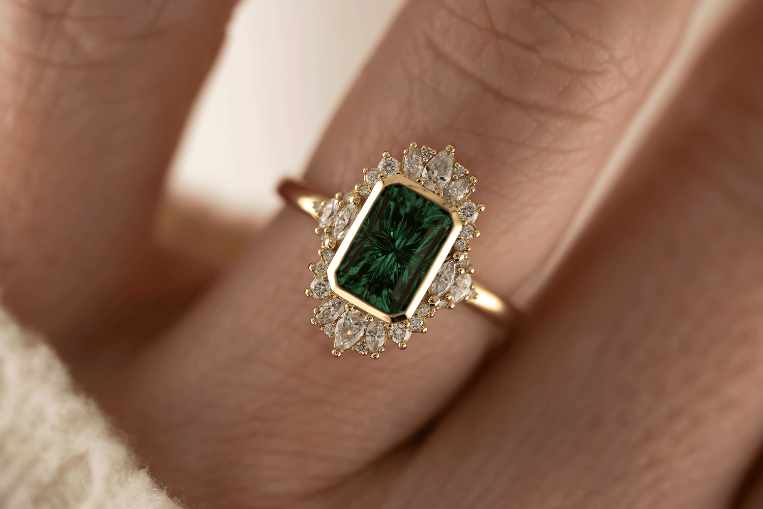 The Ethereal Ring | 2.09 CT Rectangular Starbrite™ Green Tourmaline