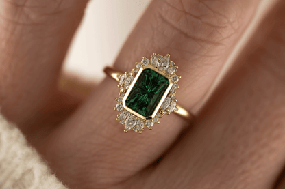 The Ethereal Ring | 2.09 CT Rectangular Starbrite™ Green Tourmaline