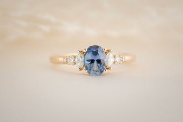 The Ivy 0.82 CT Oval Denim Blue Sapphire Ring - Lavender Creek Gems 