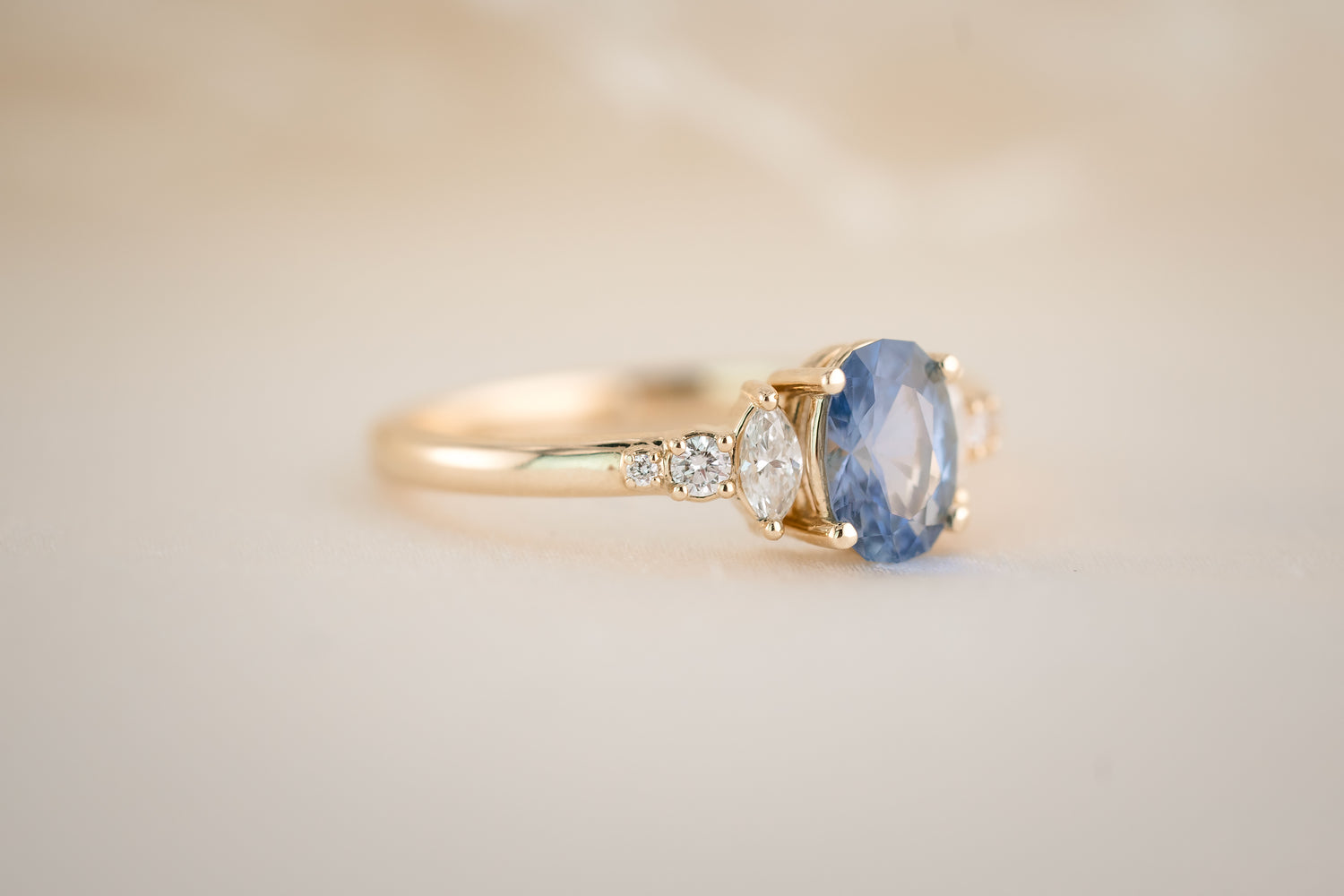 The Ivy 0.82 CT Oval Denim Blue Sapphire Ring - Lavender Creek Gems 