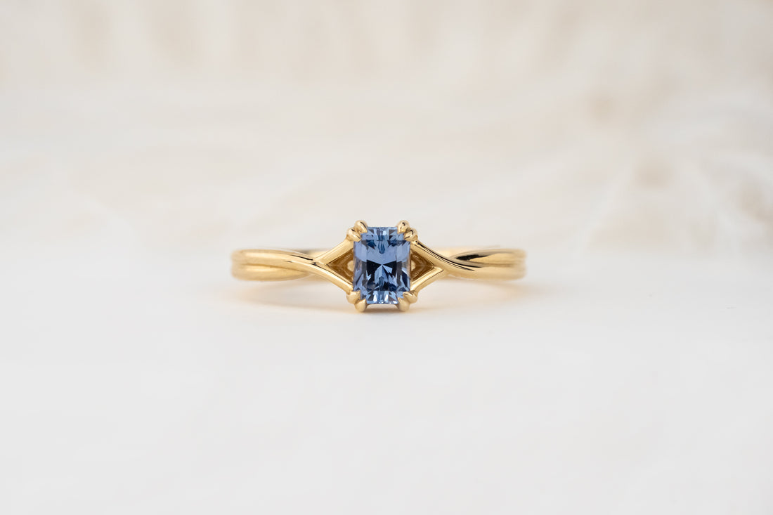 The Fates Ring | 0.43 CT Radiant Blue Sapphire - Lavender Creek Gems 