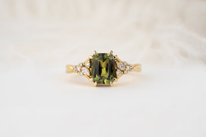 The Lyria Ring | 1.88 CT Radiant Green Sapphire - Lavender Creek Gems 