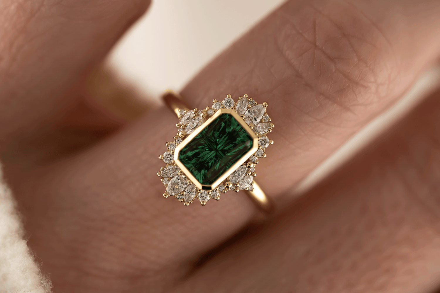 The Ethereal Ring | 2.09 CT Rectangular Starbrite™ Green Tourmaline