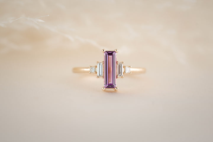 The Mira 0.86 CT Purple Baguette Sapphire Ring