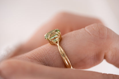 The Fates Ring | 1.93 CT Oval Apple Green Tourmaline - Lavender Creek Gems 