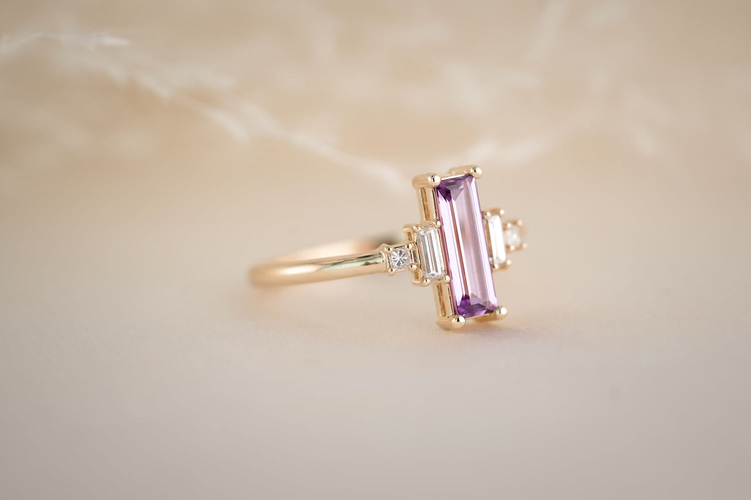 The Mira 0.86 CT Purple Baguette Sapphire Ring - Lavender Creek Gems 