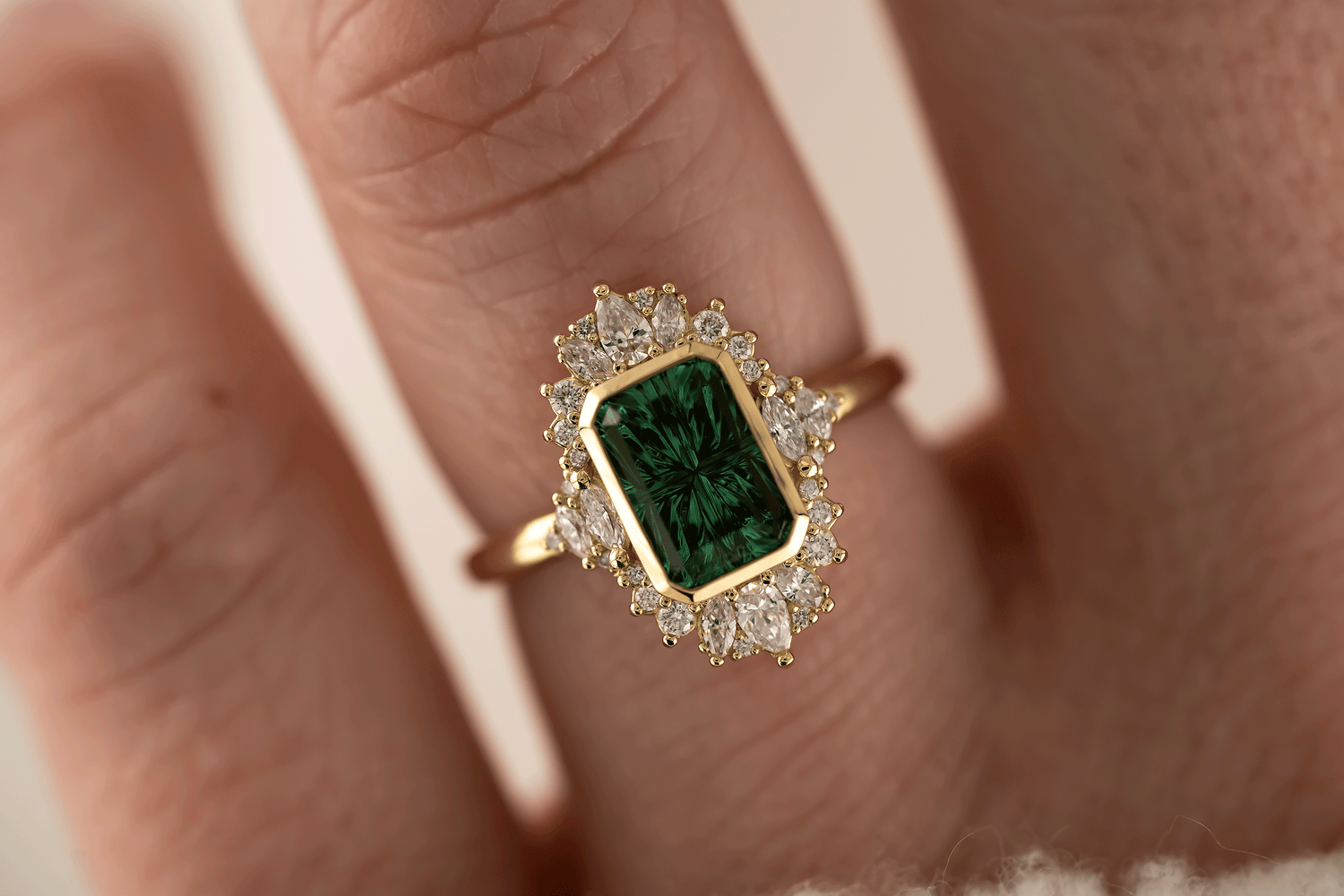 The Ethereal Ring | 2.09 CT Rectangular Starbrite™ Green Tourmaline