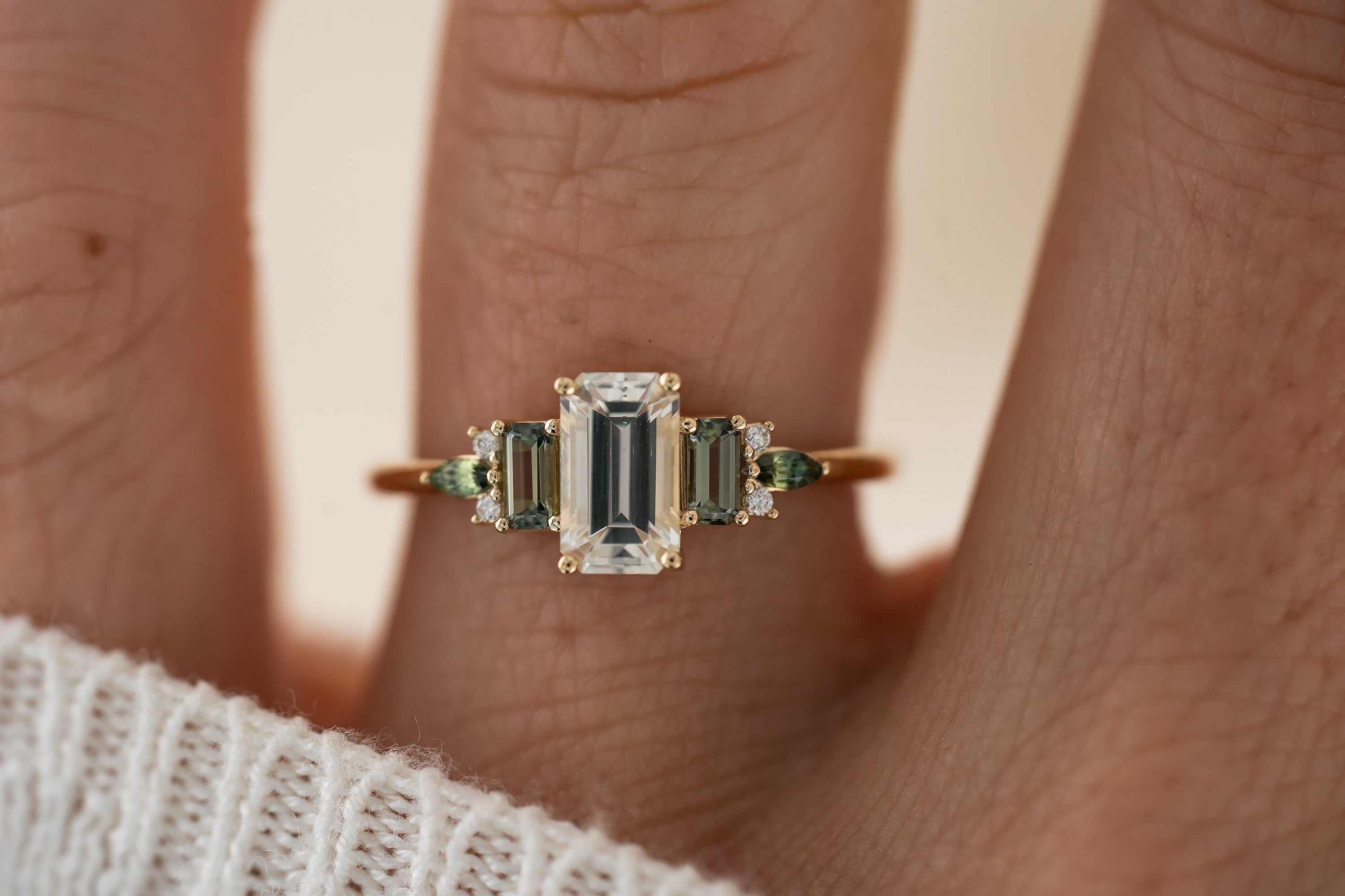 The Aveline Ring | 1.01 CT Emerald Cut White Sapphire