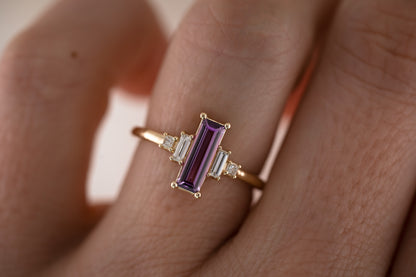 The Mira 0.86 CT Purple Baguette Sapphire Ring - Lavender Creek Gems 