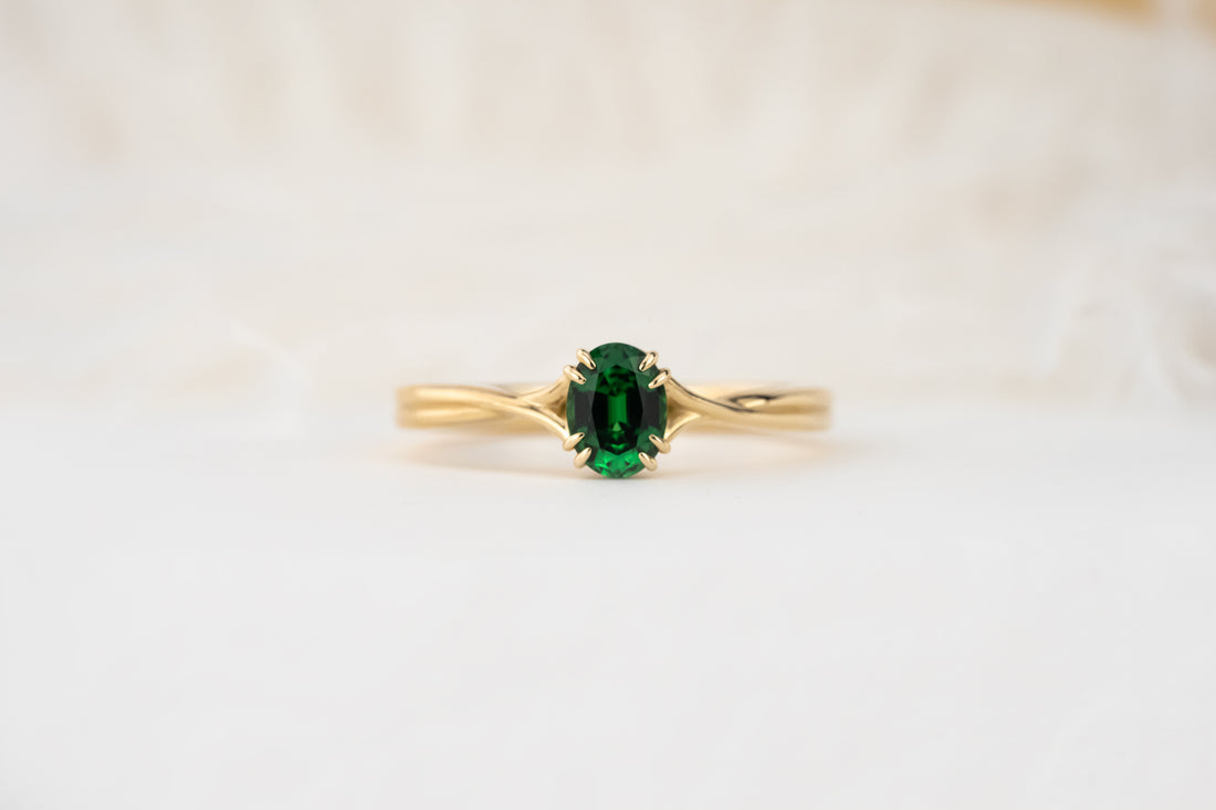 The Fates Ring | 0.61 CT Oval Tsavorite Garnet - Lavender Creek Gems 