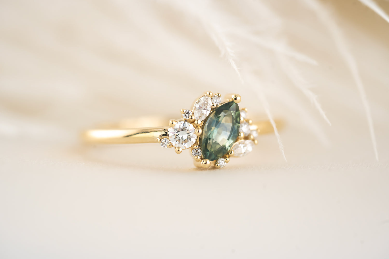 The Cosma Ring - Teal Montana Sapphire - Lavender Creek Gems 