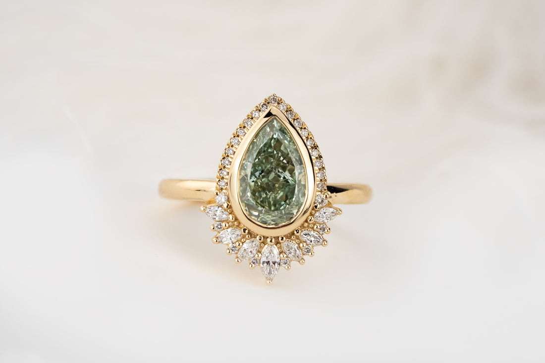 The Penelope Ring | 2.11 CT Pear Green Diamond - Lavender Creek Gems 