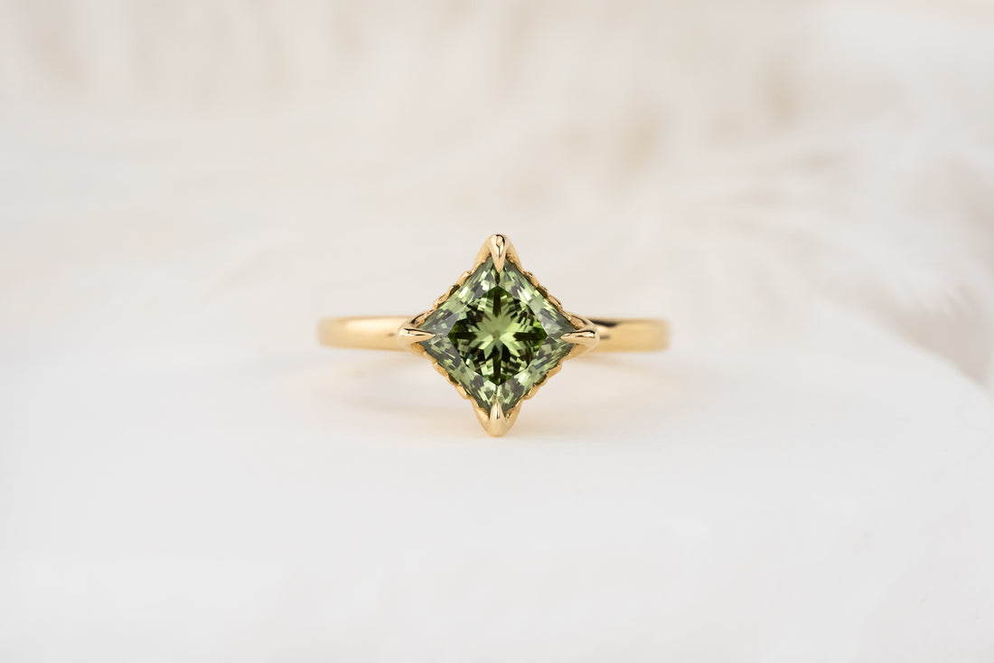 The Secret Garden Ring | 1.72 CT Princess Green Diamond - Lavender Creek Gems 