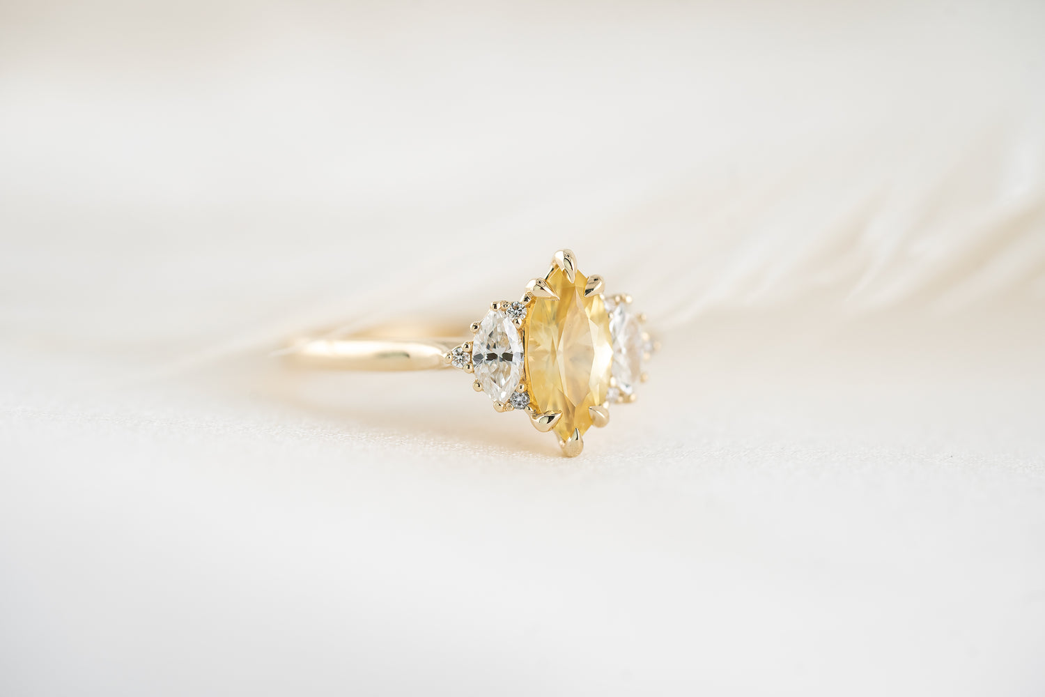 The Maren Ring | 0.94 CT Marquise Yellow Silky Sapphire - Lavender Creek Gems 