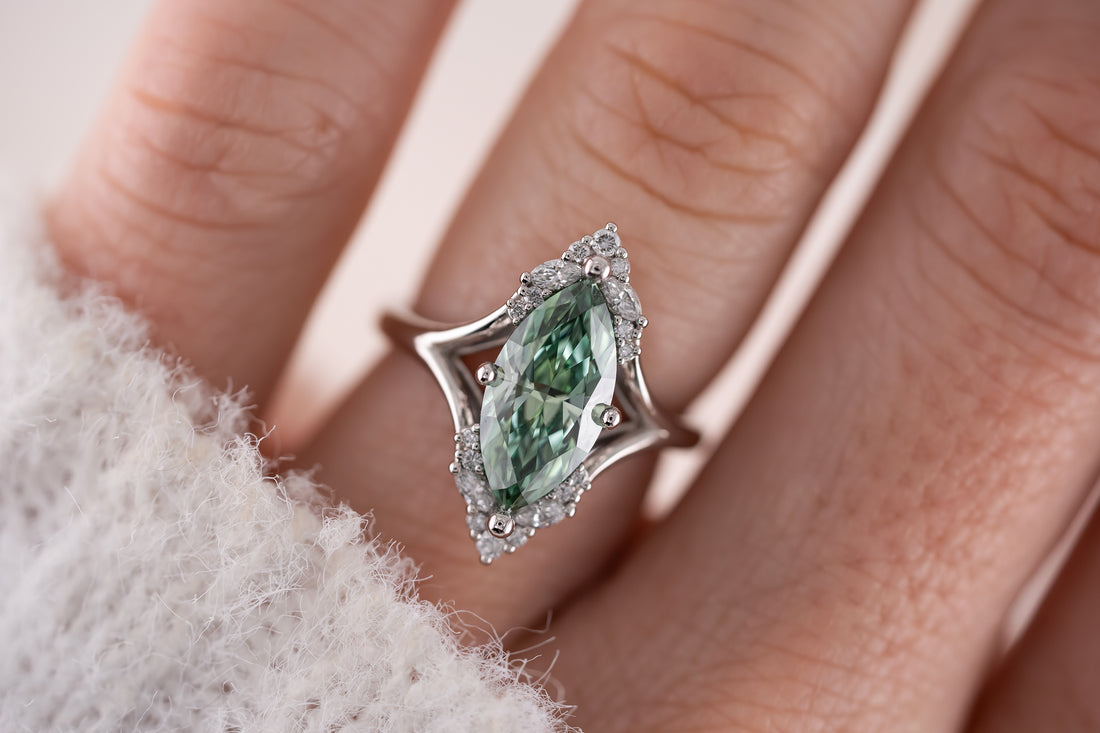 The Everlight Ring | 2.3 CT Marquise Green Diamond - Lavender Creek Gems 
