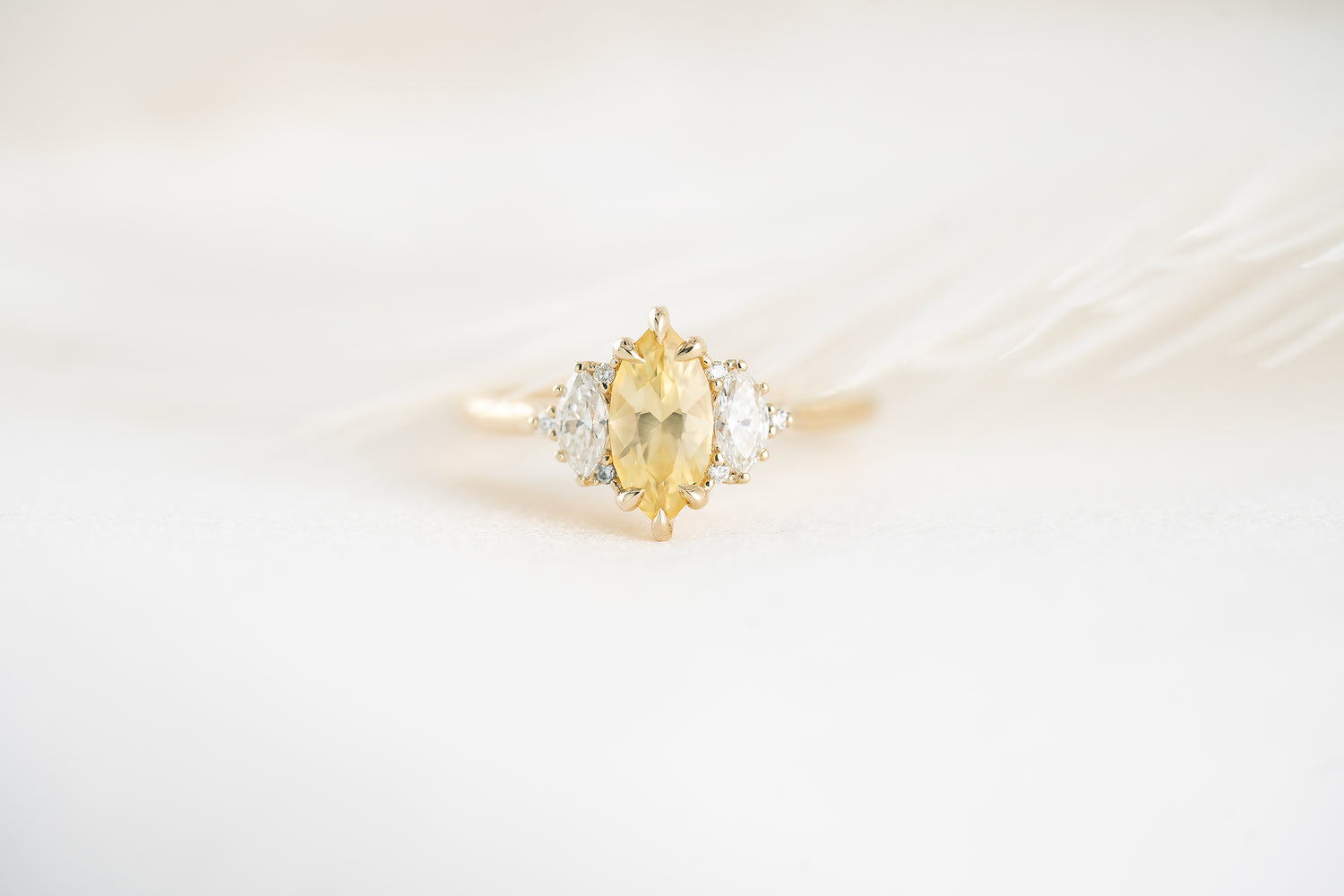 The Maren Ring | 0.94 CT Marquise Yellow Silky Sapphire - Lavender Creek Gems 