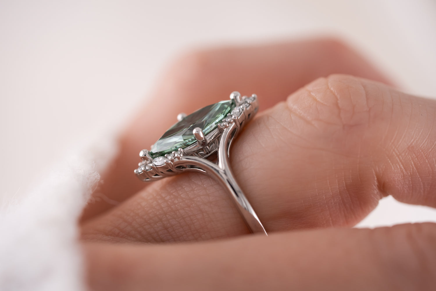 The Everlight Ring | 2.3 CT Marquise Green Diamond - Lavender Creek Gems 