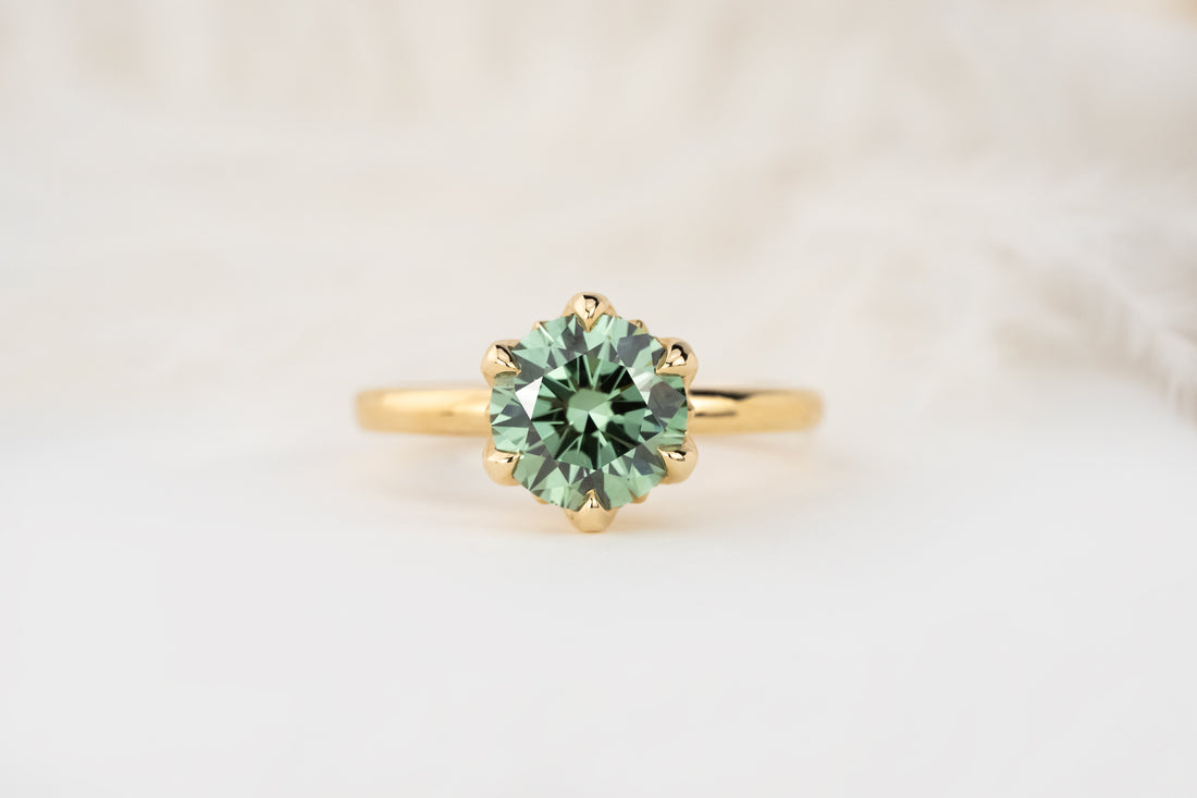 The Secret Garden Ring | 2 CT Round Green Diamond - Lavender Creek Gems 