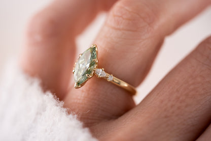 The Skye Ring | 1.56 CT Marquise Green Diamond - Lavender Creek Gems 