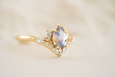 The Aurora Ring - 0.77 CT Pear Pastel Lavender Sapphire - Lavender Creek Gems 