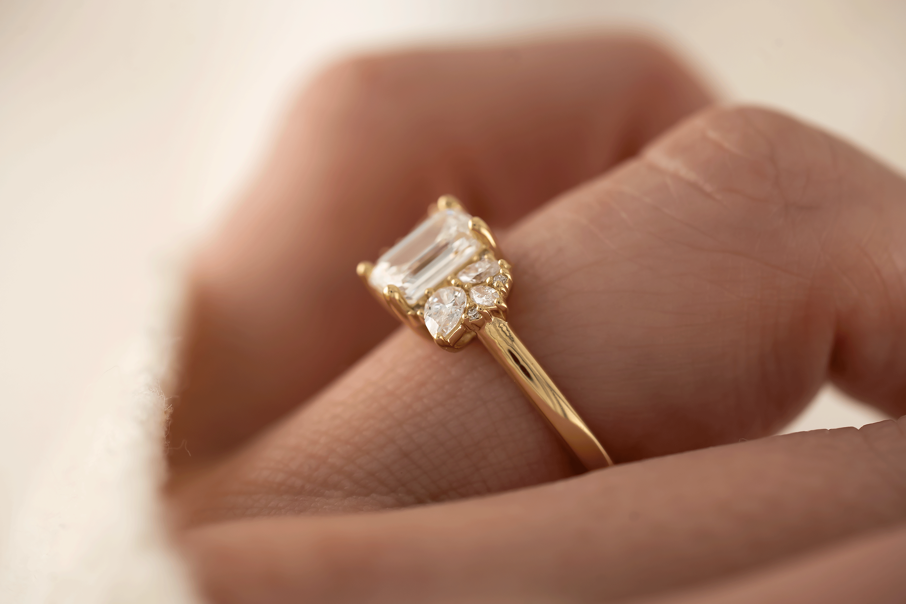 The All Diamond Fleur Ring | Emerald Cut Diamond - Lavender Creek Gems 