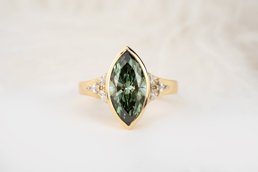 The Daylight Ring | 3 CT Marquise Dark Green Diamond - Lavender Creek Gems 