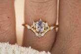 The Aurora Ring - 0.77 CT Pear Pastel Lavender Sapphire - Lavender Creek Gems 