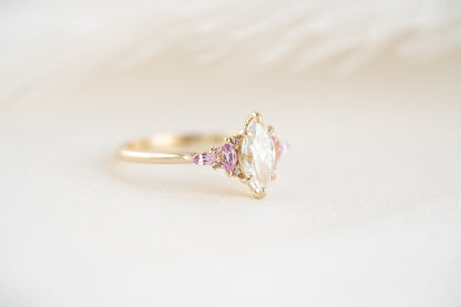 The Maeve Ring | 1.03 CT Marquise Diamond &amp; Pink Sapphire Accents - Lavender Creek Gems 