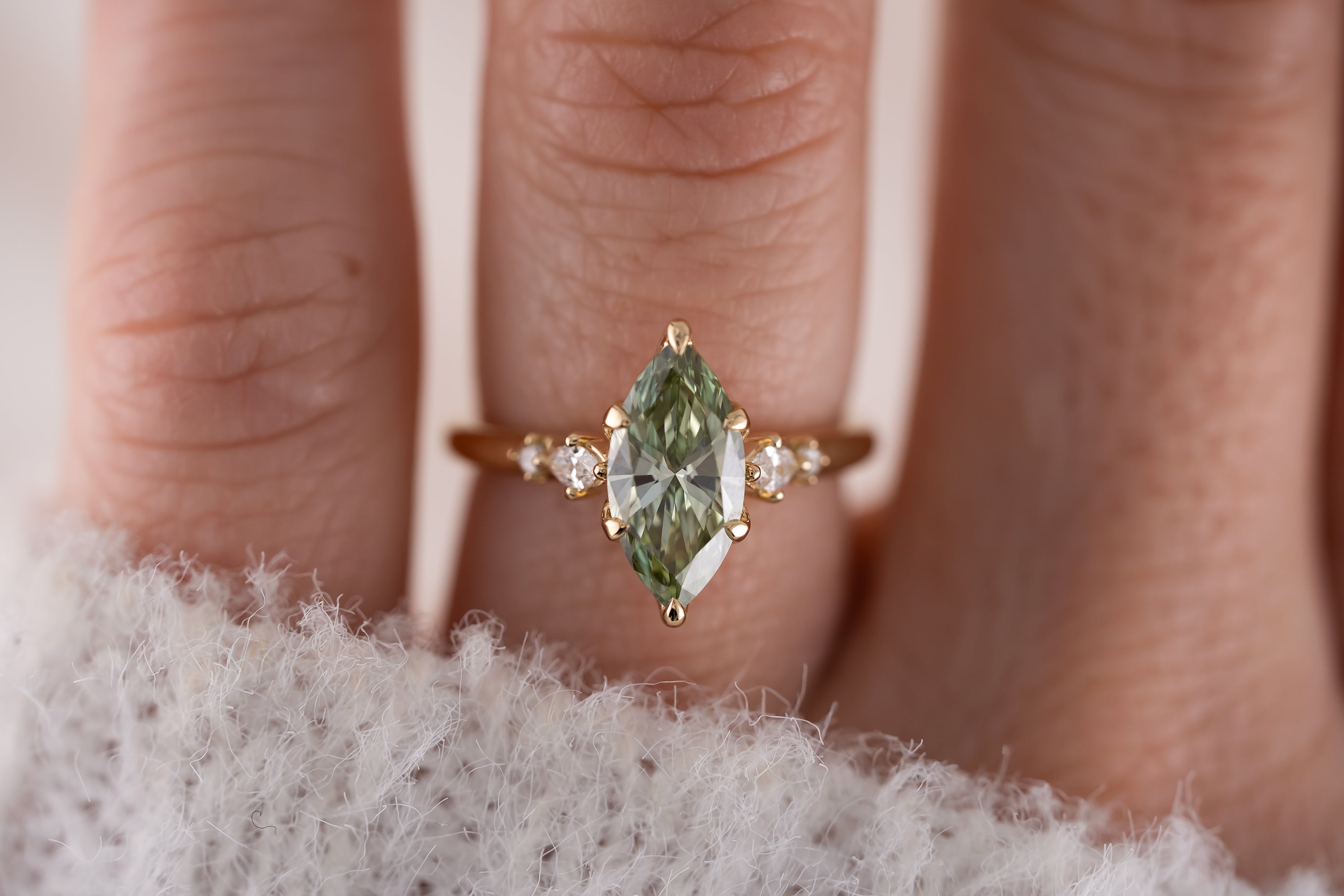 The Skye Ring | 1.56 CT Marquise Green Diamond - Lavender Creek Gems 