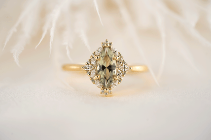 The Noemi Ring | 0.8 CT Marquise Light Green Sapphire