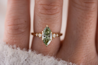 The Skye Ring | 1.56 CT Marquise Green Diamond - Lavender Creek Gems 