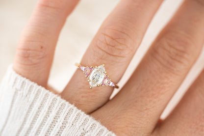 The Maeve Ring | 1.03 CT Marquise Diamond &amp; Pink Sapphire Accents - Lavender Creek Gems 