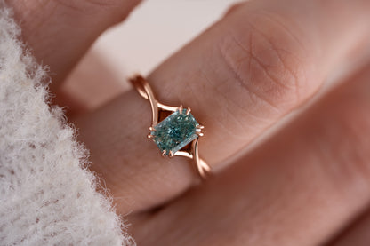 The Fates Ring | 1.09 CT Radiant Teal Diamond - Lavender Creek Gems 