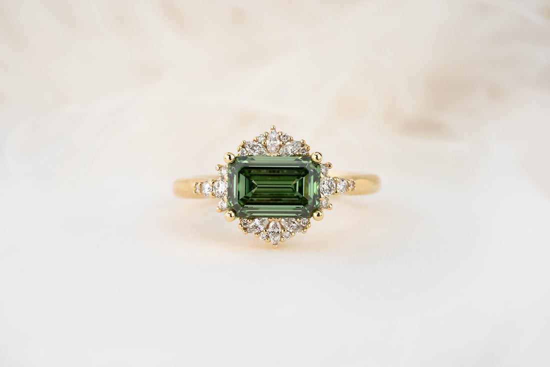 The Comtesse Ring | 2.01 CT Emerald Cut Green Diamond - Lavender Creek Gems 