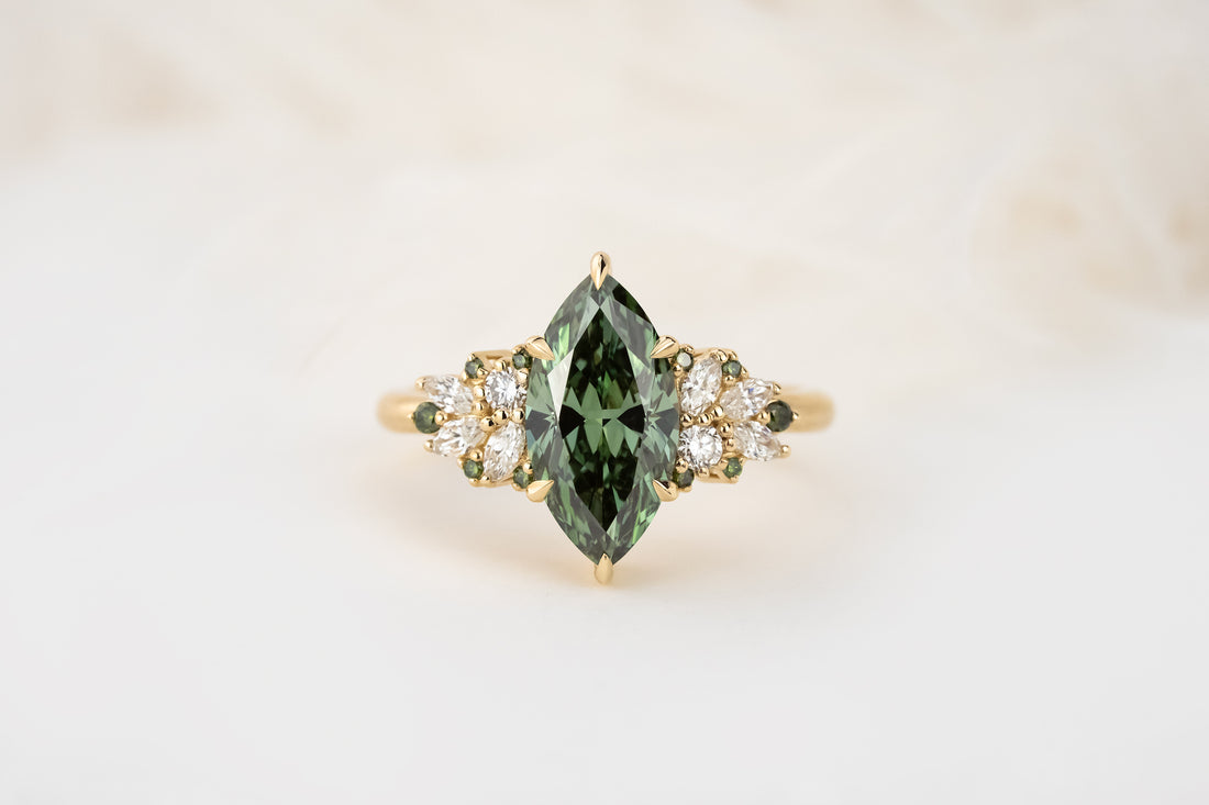 The Rosalie Ring | 2.03 CT Marquise Green Diamond - Lavender Creek Gems 