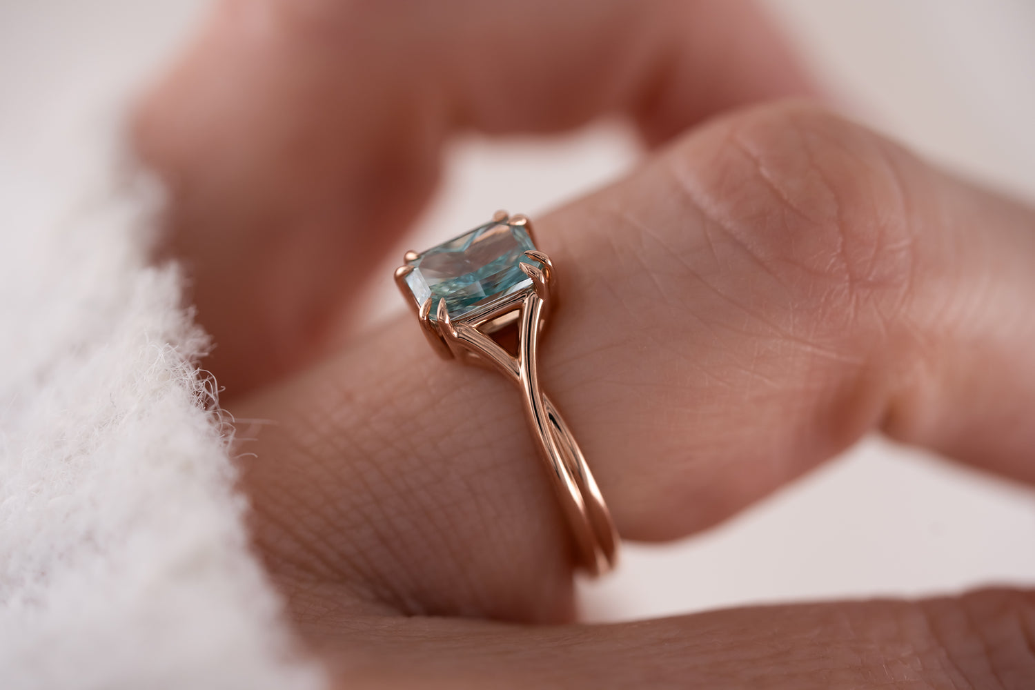 The Fates Ring | 1.09 CT Radiant Teal Diamond - Lavender Creek Gems 