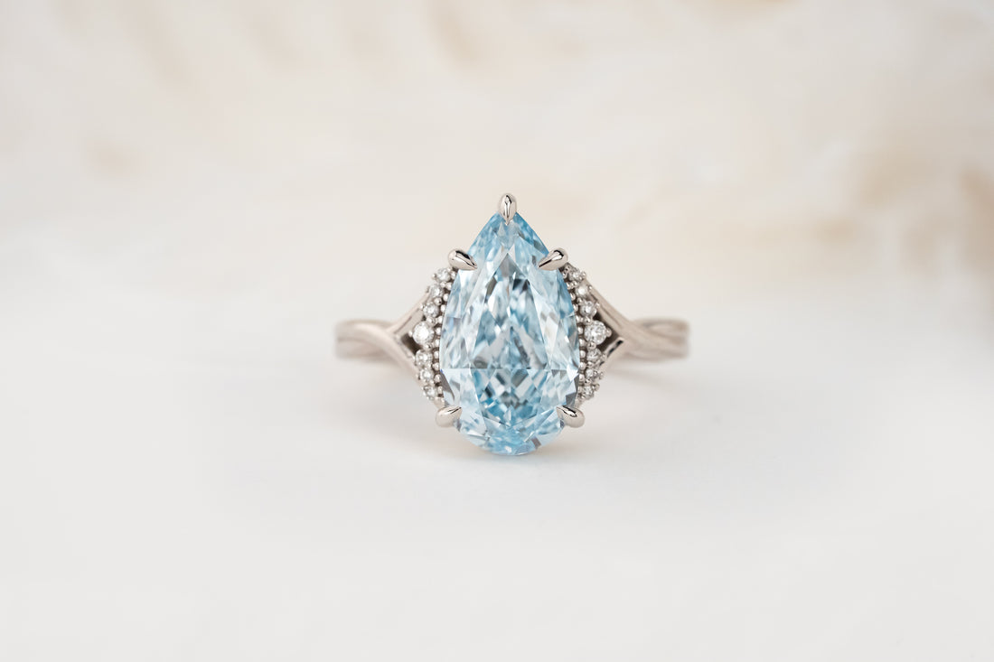 The Serendipity Ring | 3.56 CT Pear Light Blue Diamond - Lavender Creek Gems 