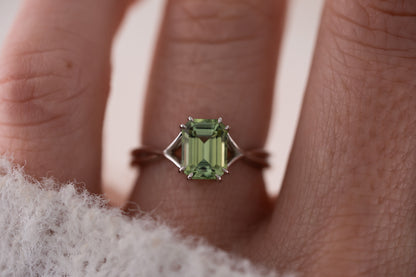 The Fates Ring | 1.78 CT Emerald Cut Green Tourmaline - Lavender Creek Gems 