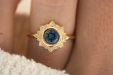 The Lotus Ring - 1 CT Round Blue Sapphire - Lavender Creek Gems 