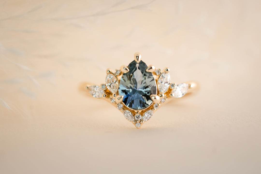 The Aurora 1.18 CT Pear Blue Sapphire Ring