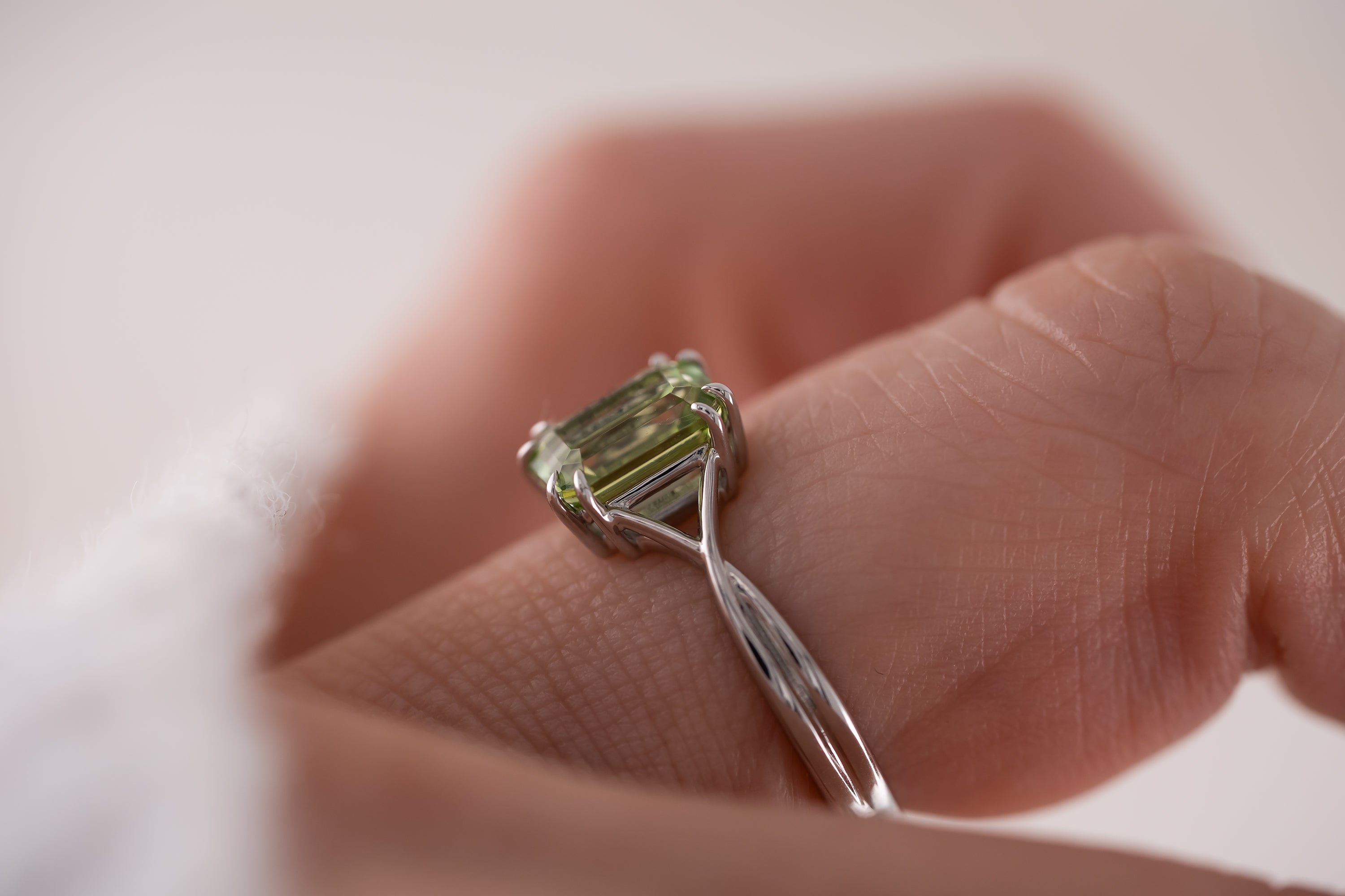 The Fates Ring | 1.78 CT Emerald Cut Green Tourmaline - Lavender Creek Gems 
