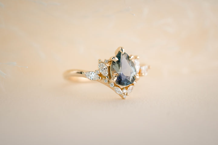 The Aurora 1.18 CT Pear Blue Sapphire Ring