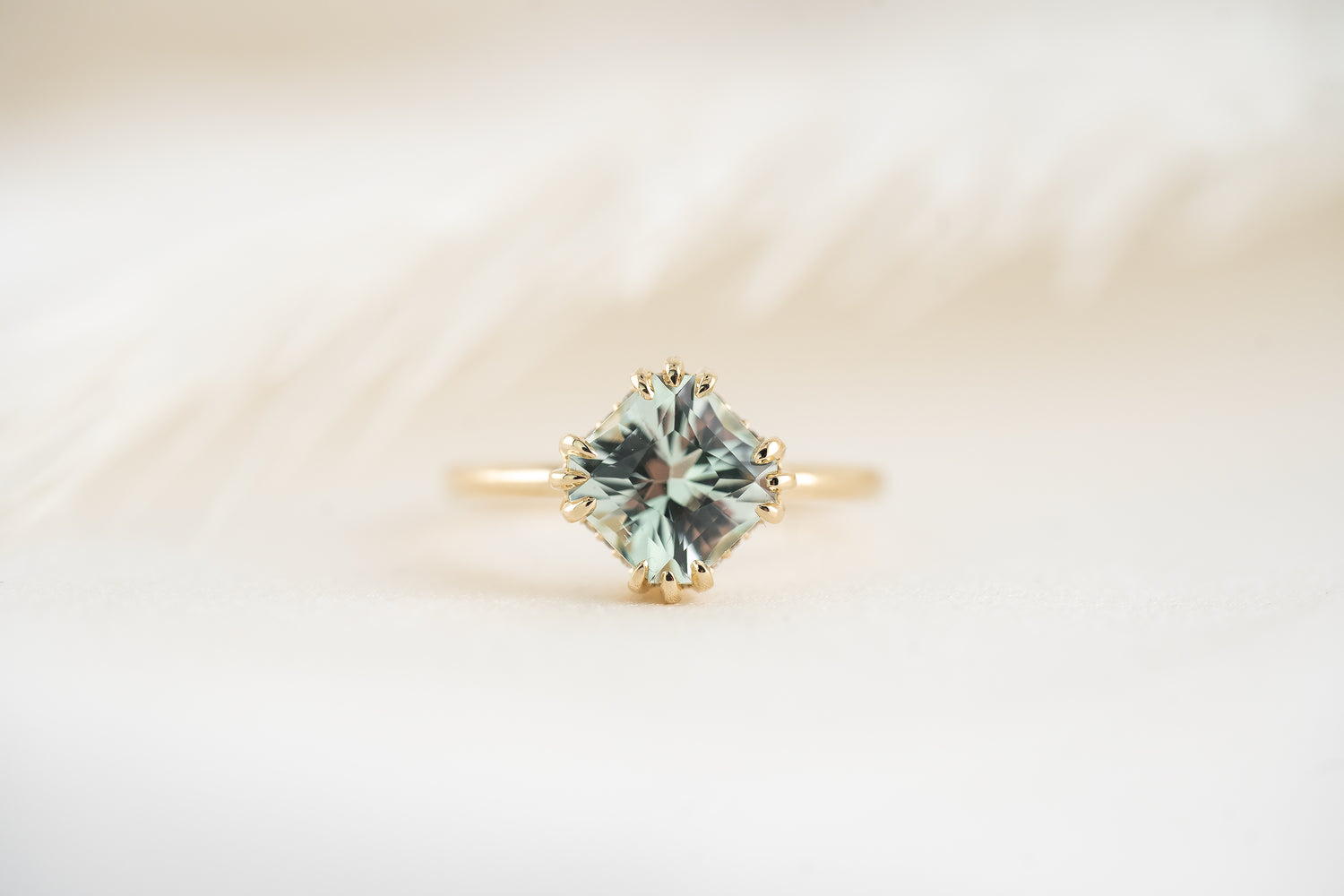 The Thalassa Ring | 2.21 CT Square Brilliant Mint Beryl - Lavender Creek Gems 