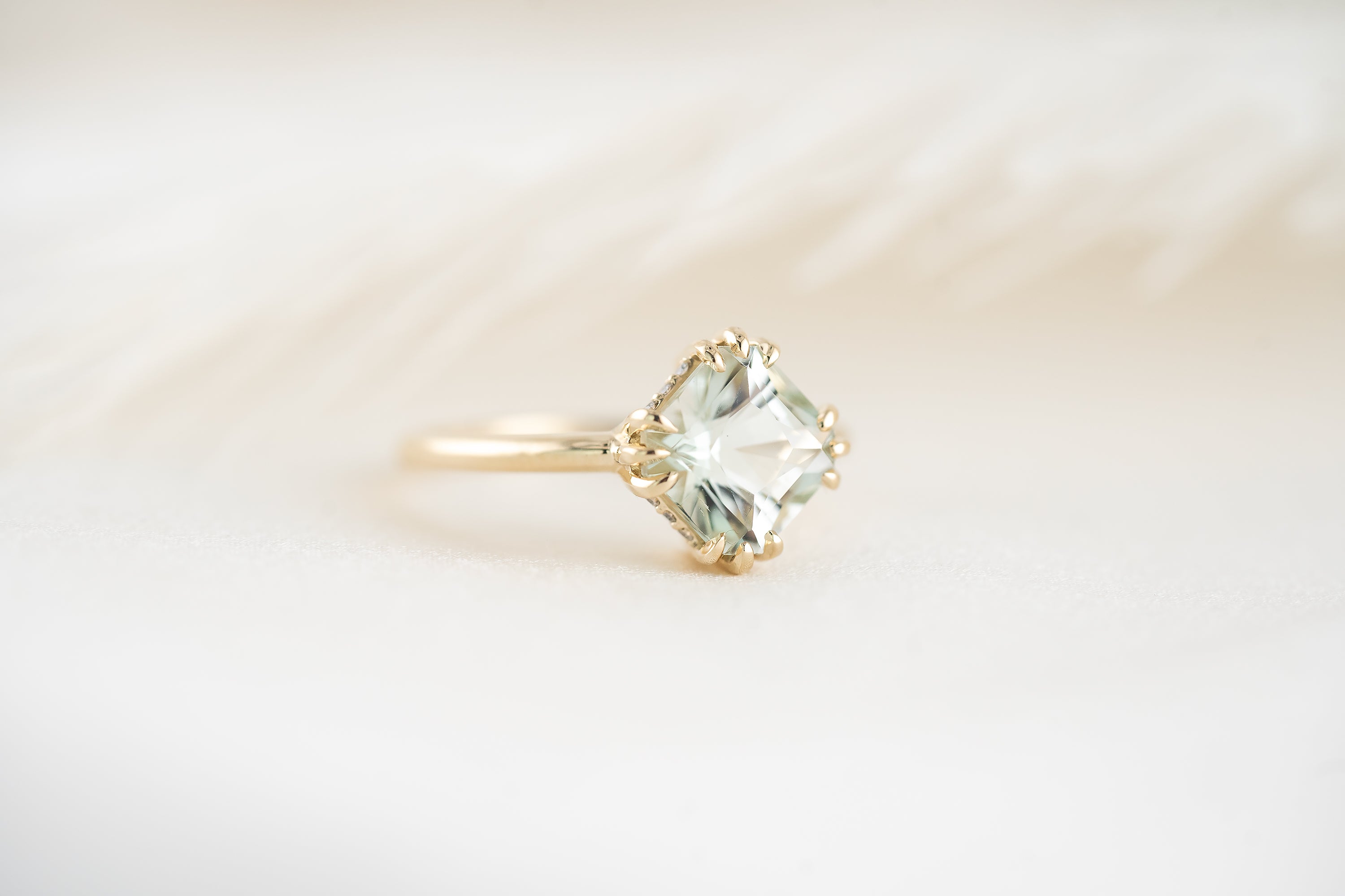 The Thalassa Ring | 2.21 CT Square Brilliant Mint Beryl - Lavender Creek Gems 